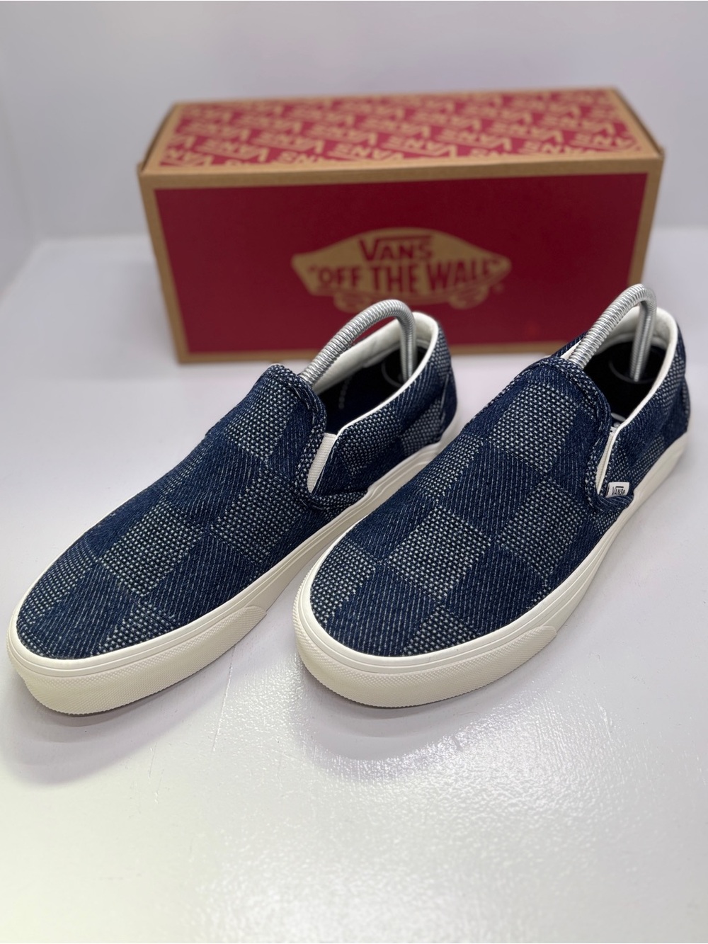 Vans Classic Slip-On Checkerboard Denim Blue Sneakers Men's 8 Women's 9.5 EU 40. - Picture 2 of 10